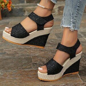 Women's  Mid Heel Espadrilles Wedge Sandals